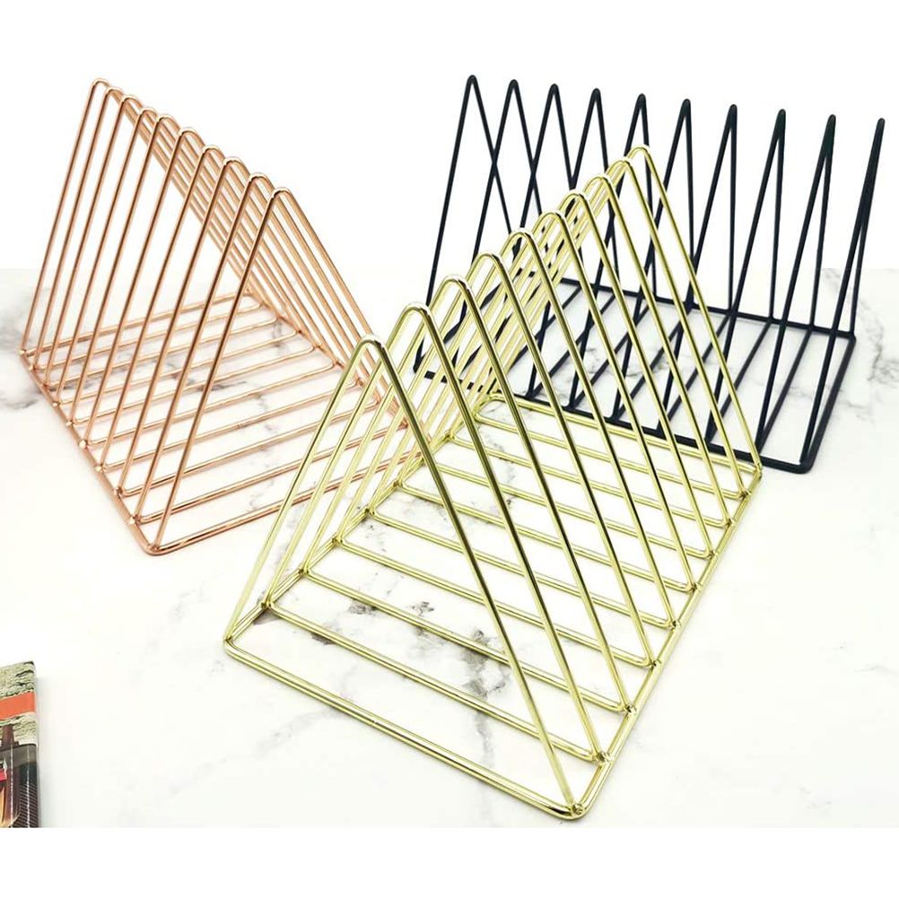 File Holder Organizer Triangle Record Album Holder Magazine Wire Rack Desk view 5