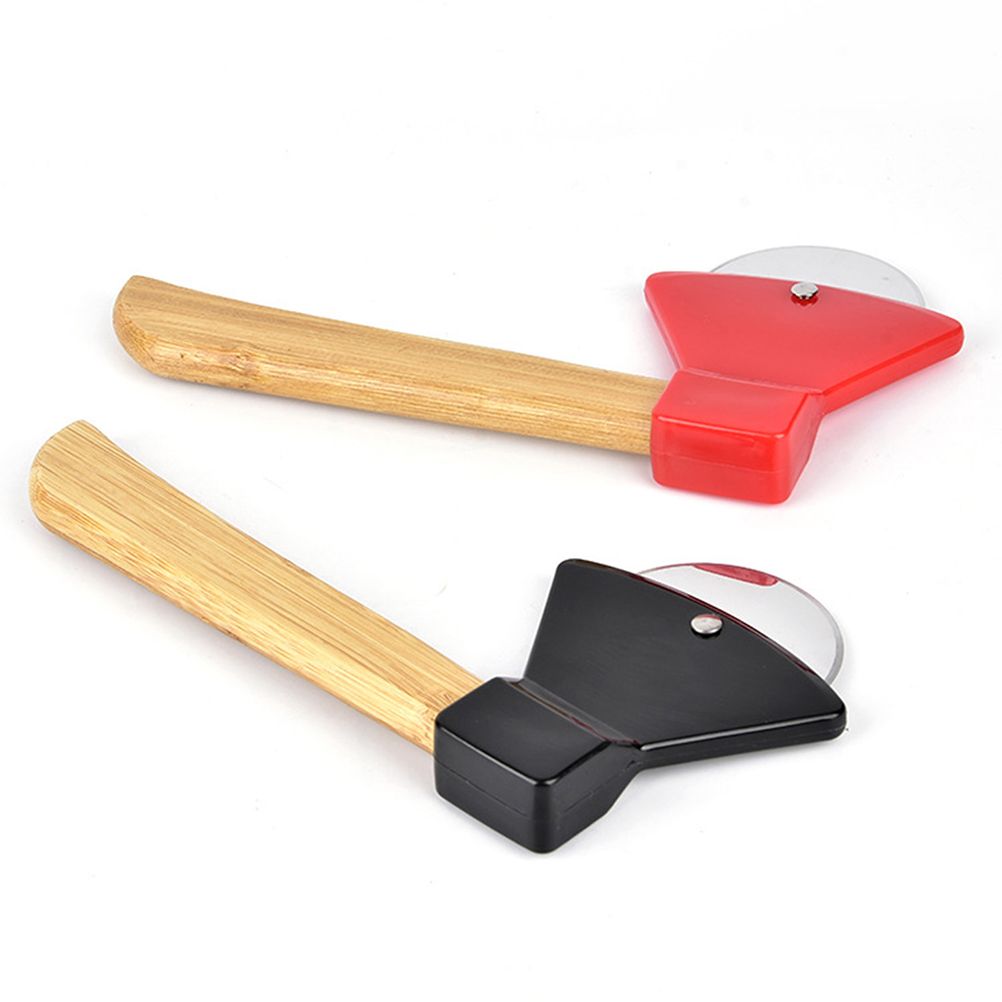 Axe Pizza Cutter with Bamboo Handle Pizza Wheel Grater Rotating Blade Pizza Knife view 2
