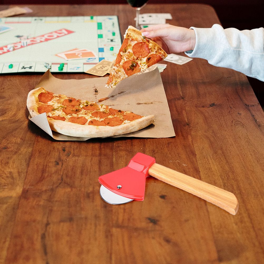 Axe Pizza Cutter with Bamboo Handle Pizza Wheel Grater Rotating Blade Pizza Knife view 7
