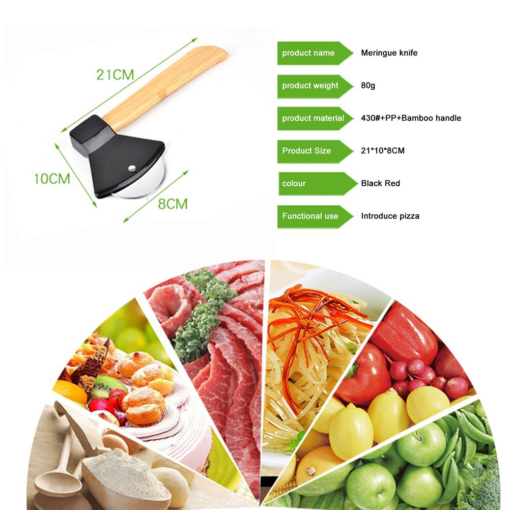 Axe Pizza Cutter with Bamboo Handle Pizza Wheel Grater Rotating Blade Pizza Knife view 2