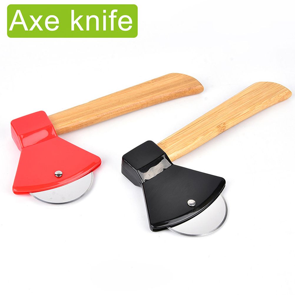 Axe Pizza Cutter with Bamboo Handle Pizza Wheel Grater Rotating Blade Pizza Knife view 3