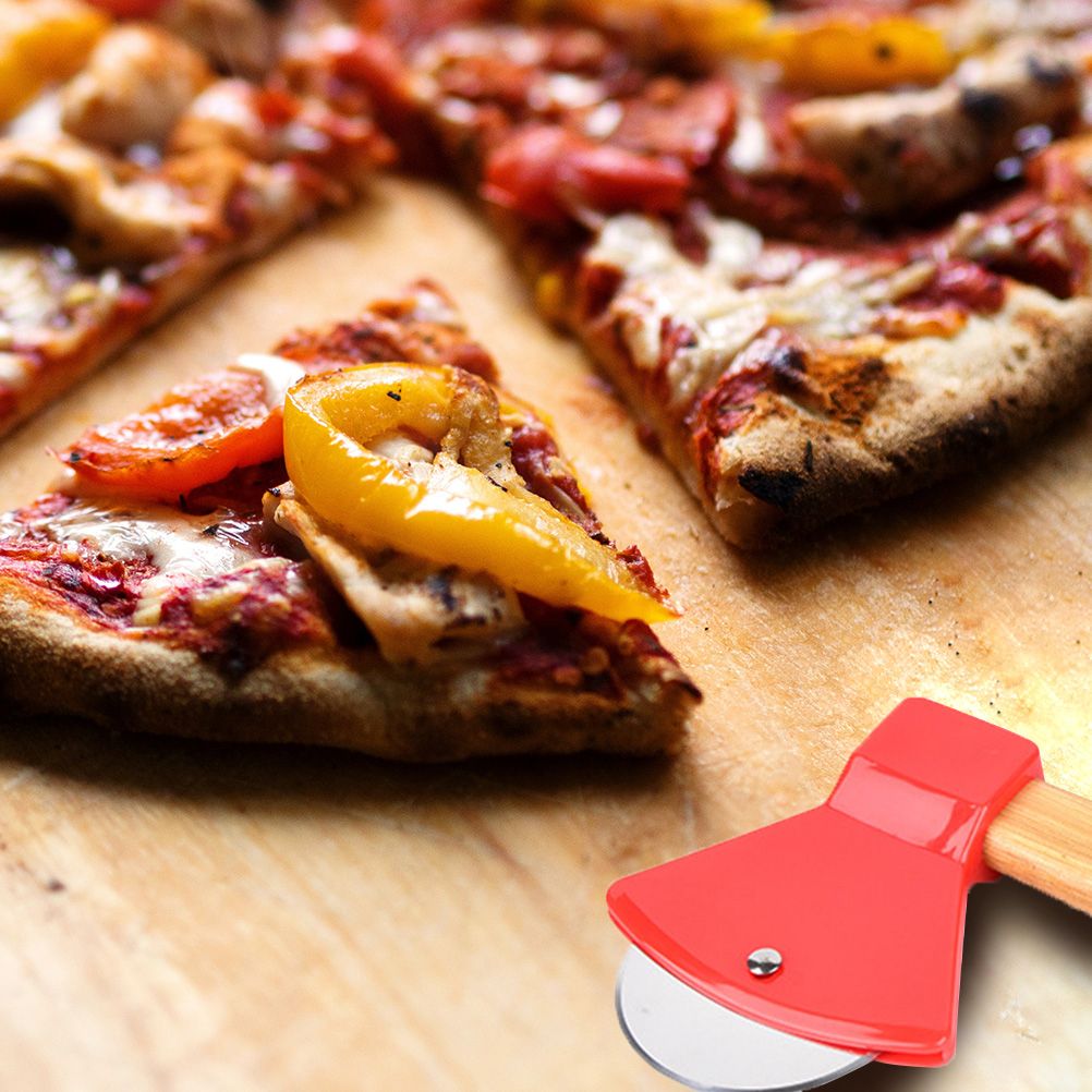 Axe Pizza Cutter with Bamboo Handle Pizza Wheel Grater Rotating Blade Pizza Knife view 5
