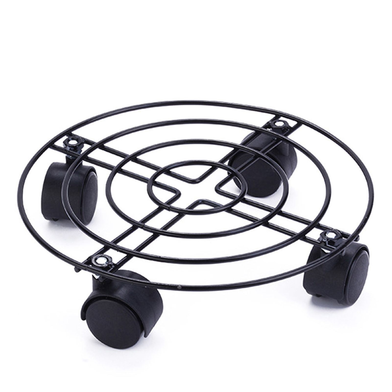 Heavy Duty Iron Potted Plant Stand With Wheels Round Flower Pot Rack for