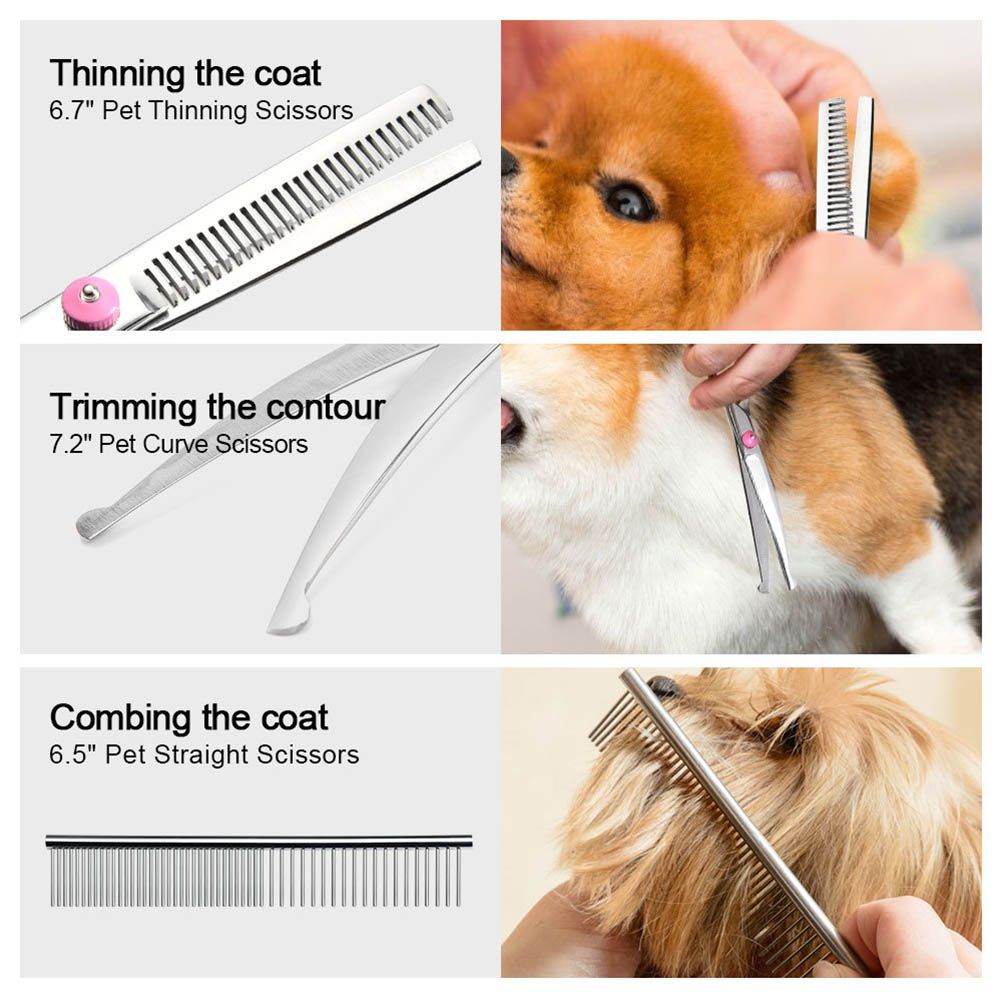 6Pcs/Set Pet Dog Hair Cutting Professional Scissors Hairdressing Shears view 5