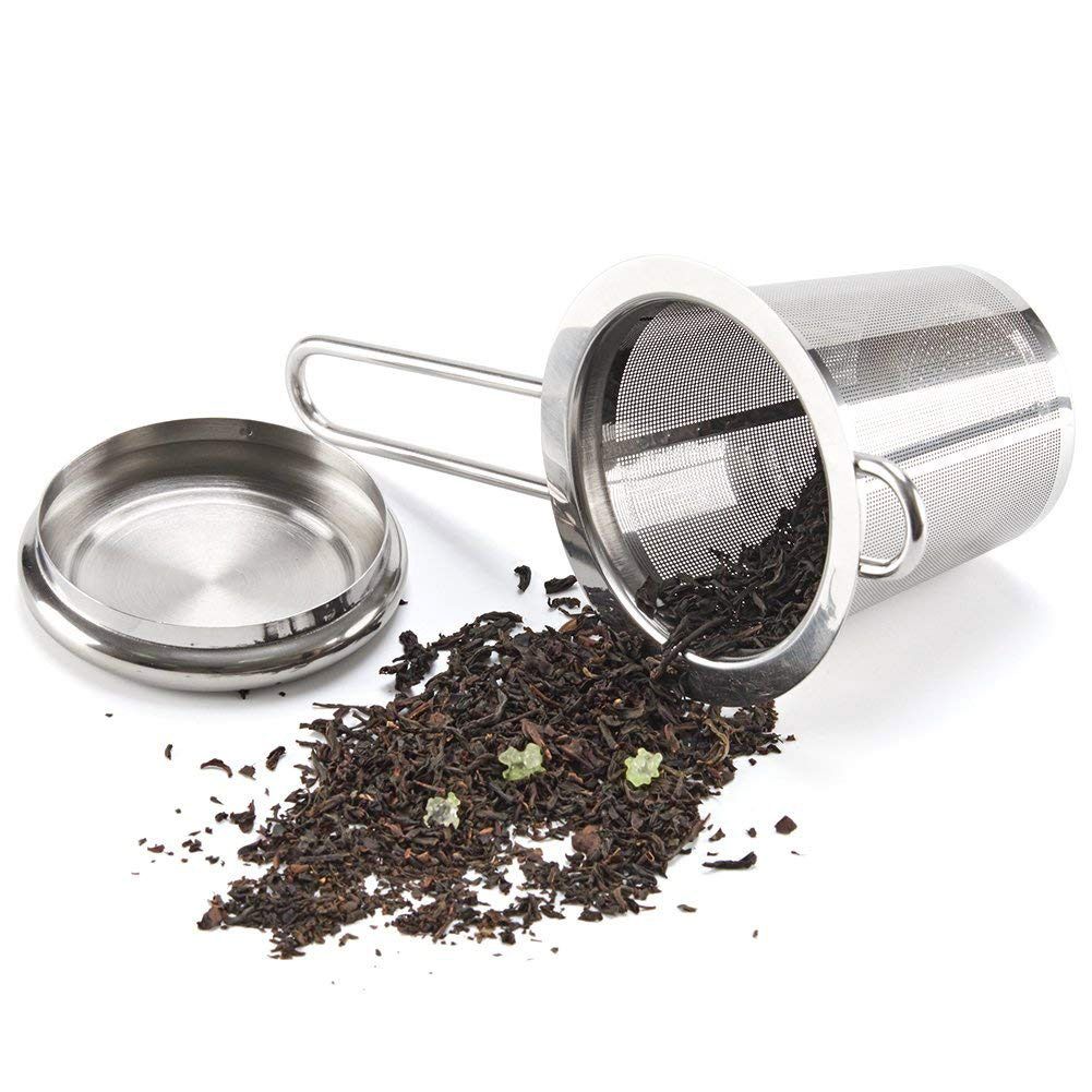 Stainless Steel Tea Filter with Lid Tea Strainer with Handles Metal Tea Infuser view 5