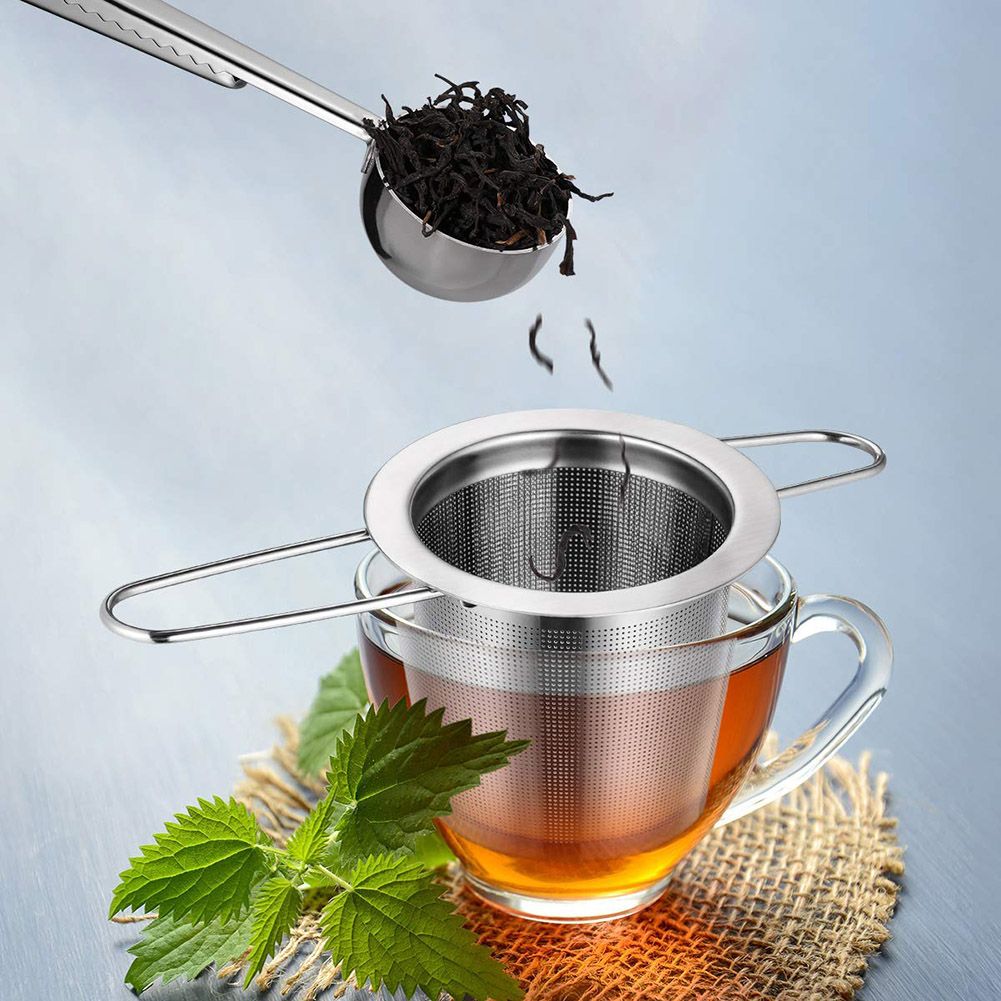 Stainless Steel Tea Filter with Lid Tea Strainer with Handles Metal Tea Infuser view 6