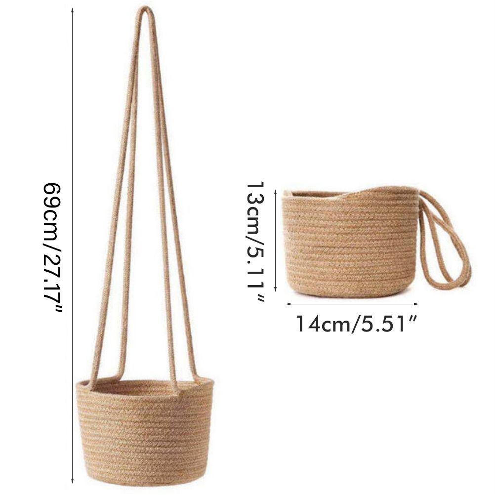 2PCS Braided Plant Basket Hanging Plant Pots Plant Hanger Plant Basket Wall view 2