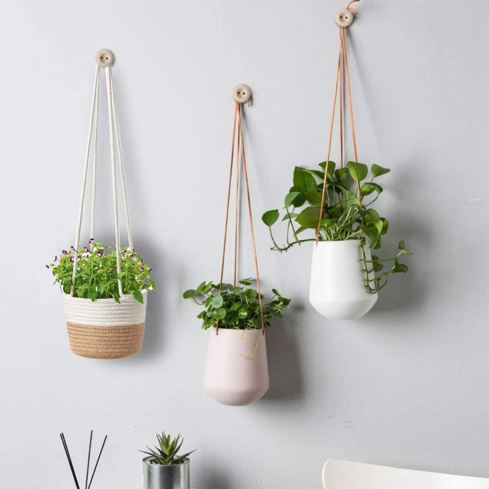2PCS Braided Plant Basket Hanging Plant Pots Plant Hanger Plant Basket Wall view 10