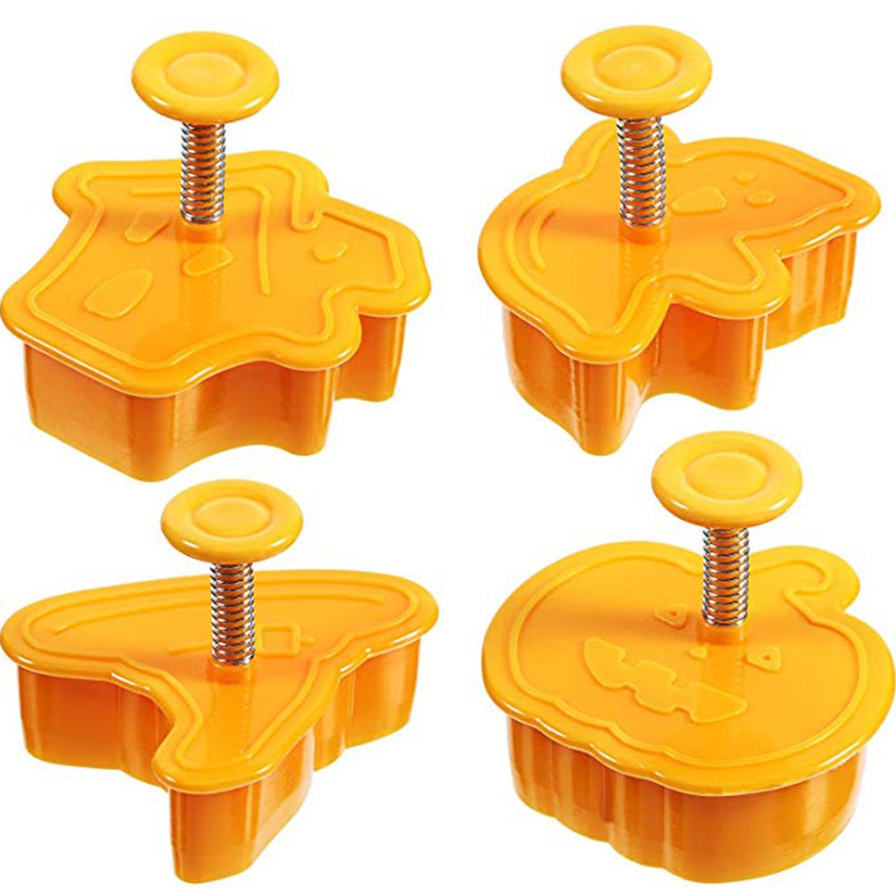 4pcs/set Halloween Mould Biscuit Stamp 3D Plunger Cutter DIY Baking Mould view 4
