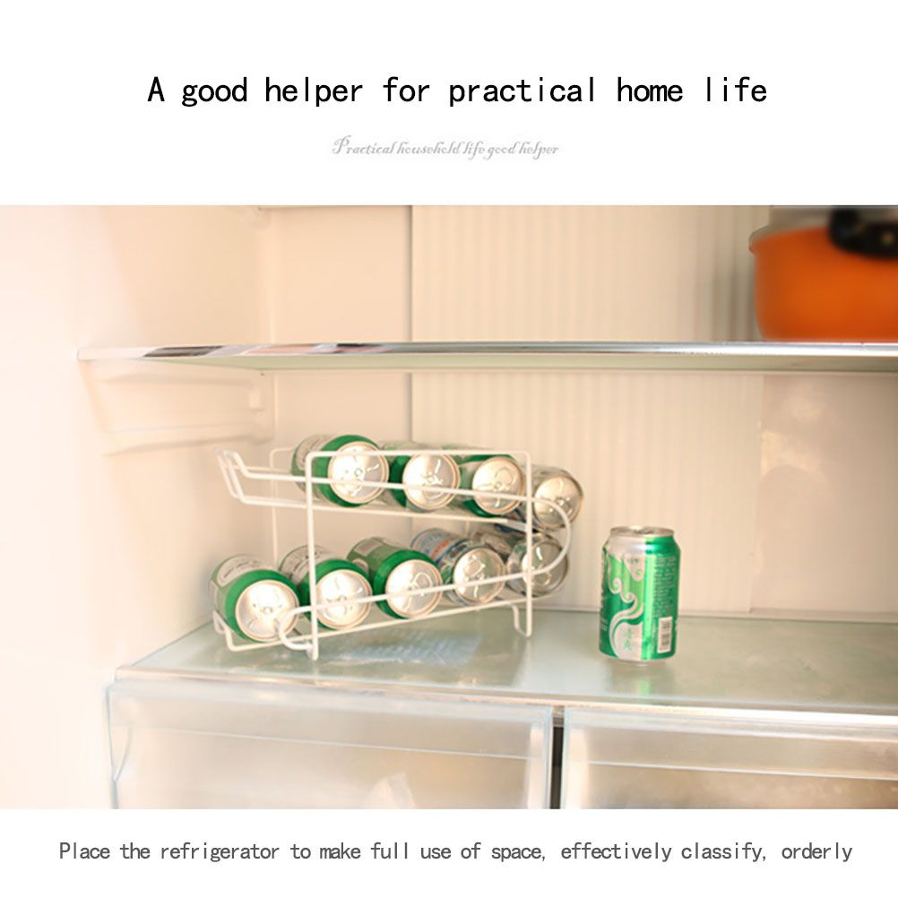 Double Layer Cans Storage Racks Cans Rolling Holder Refrigerator Beverage Rack view 6