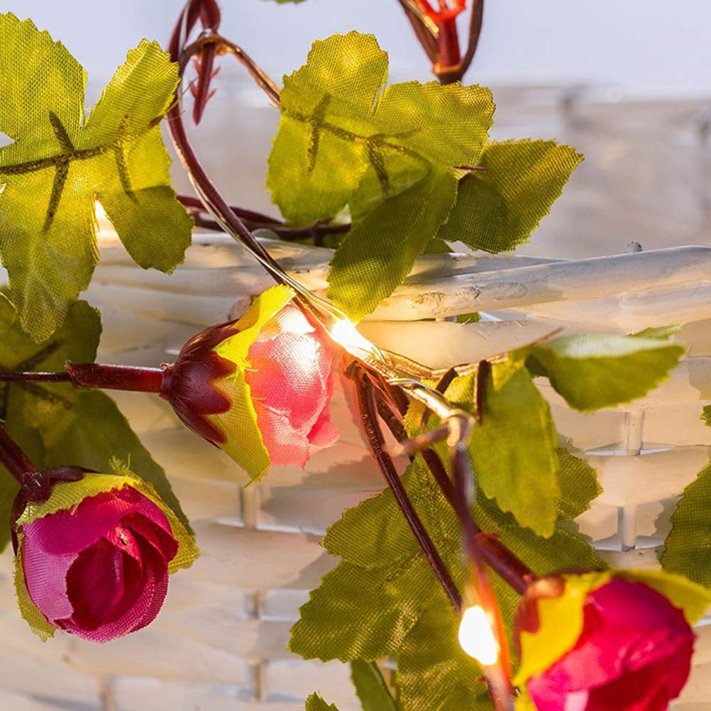 2Meter 20 LED Simulation Rose Vine Leaf Lights String Copper Wire Lights view 2