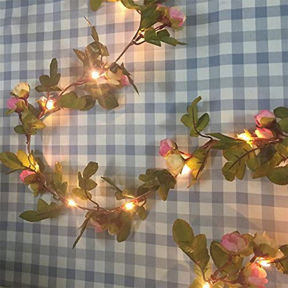 2Meter 20 LED Simulation Rose Vine Leaf Lights String Copper Wire Lights view 4