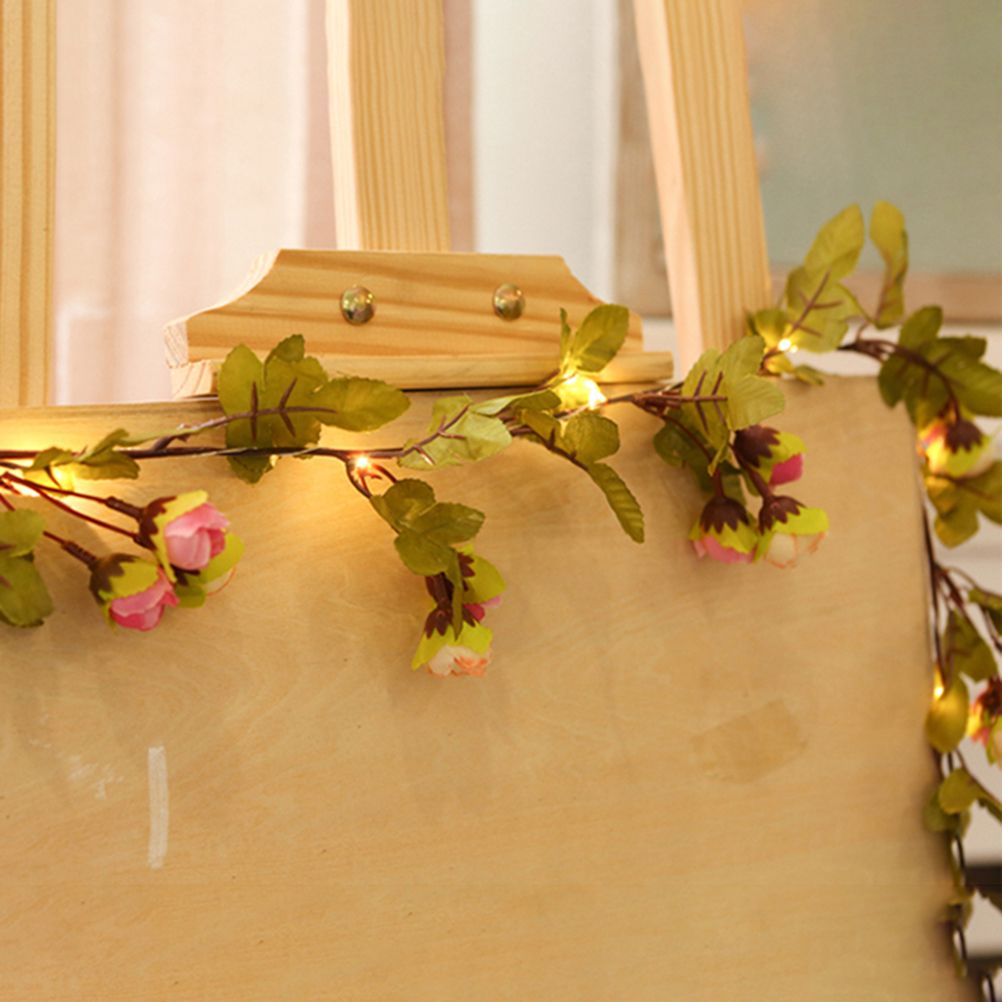 2Meter 20 LED Simulation Rose Vine Leaf Lights String Copper Wire Lights view 6