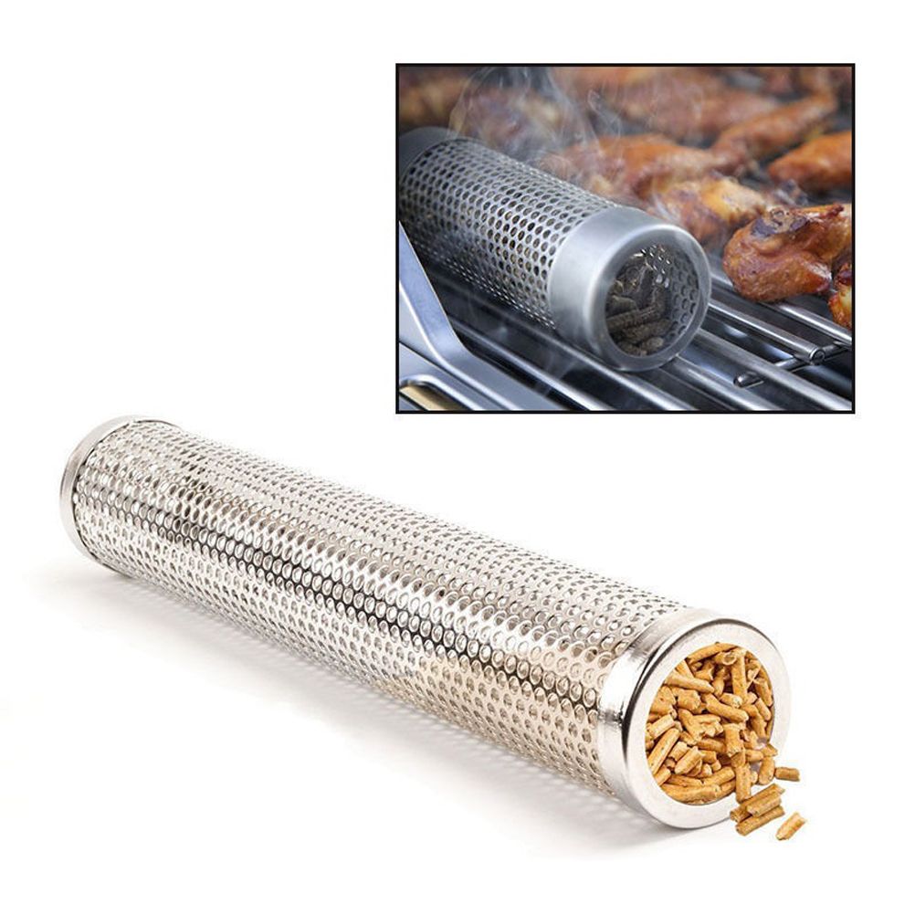 Mesh Pellet Smoker Tube Outdoor Round Cold Hot Stainless Steel Barbecue Smoker