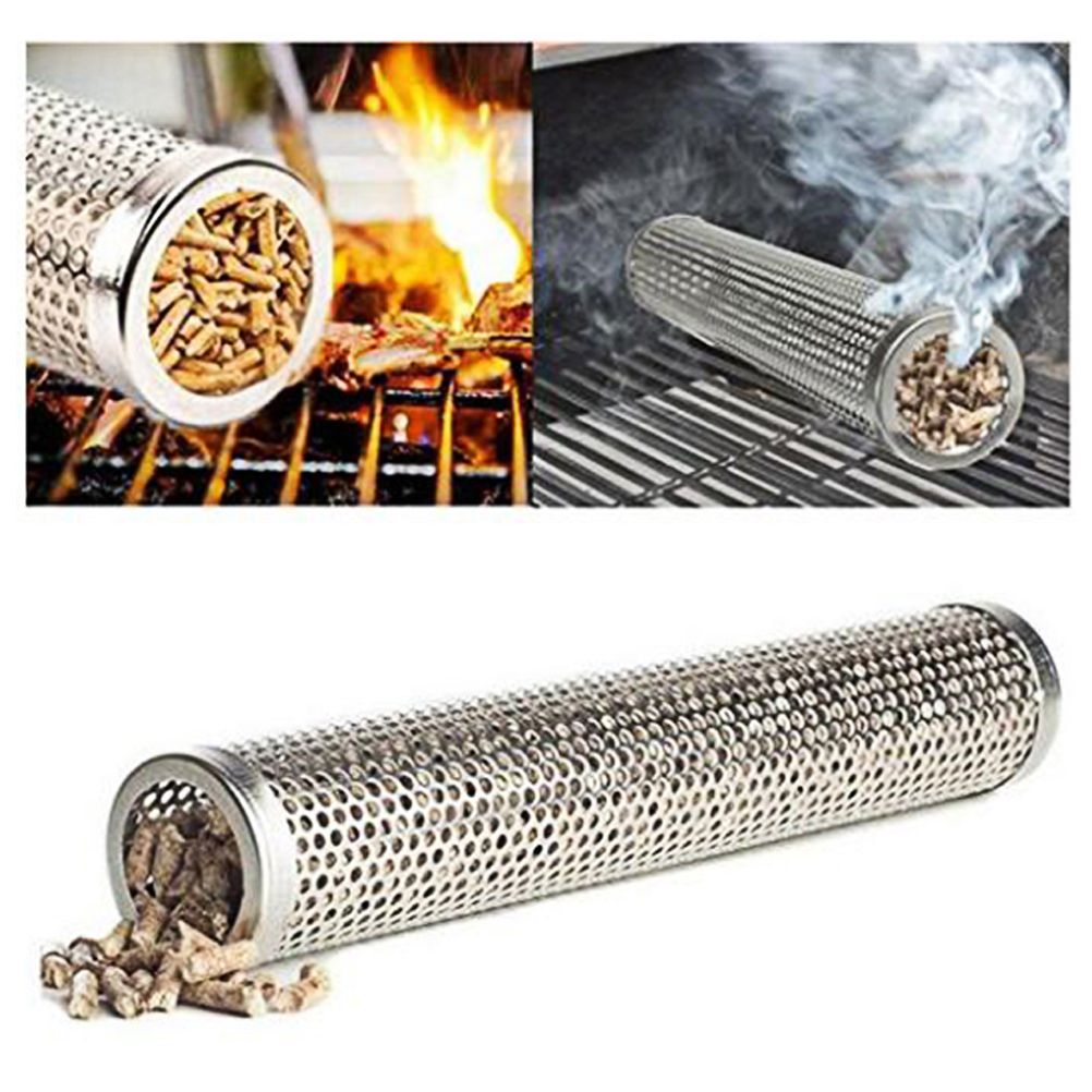 Mesh Pellet Smoker Tube Outdoor Round Cold Hot Stainless Steel Barbecue Smoker view 5