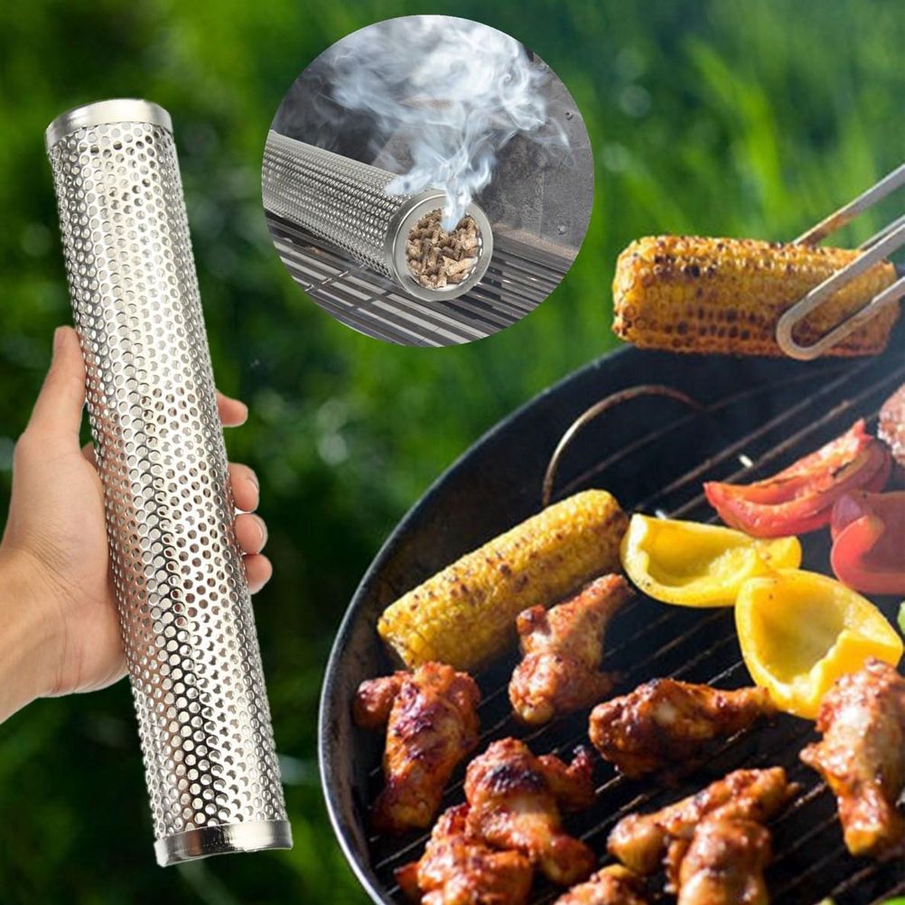 Mesh Pellet Smoker Tube Outdoor Round Cold Hot Stainless Steel Barbecue Smoker view 7
