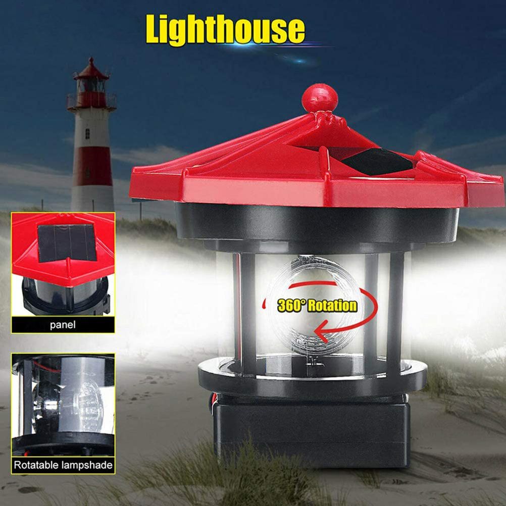 LED Rotating Lighthouse Light Outdoor Solar Light Decorative Lamp for Garden Yard view 3