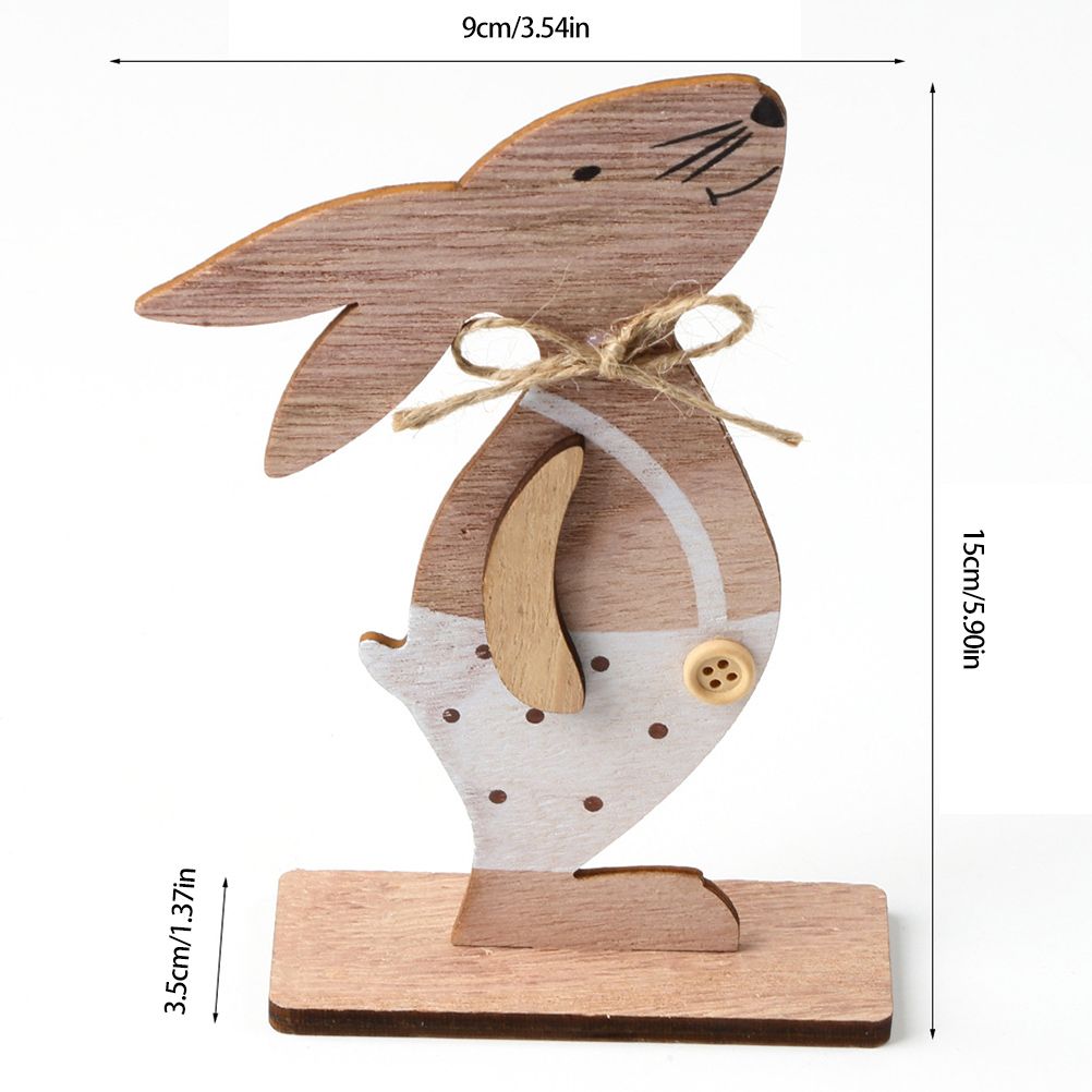 Easter Wooden Bunny Tabletop Decor Easter Wooden Craft Ornaments for Home view 2