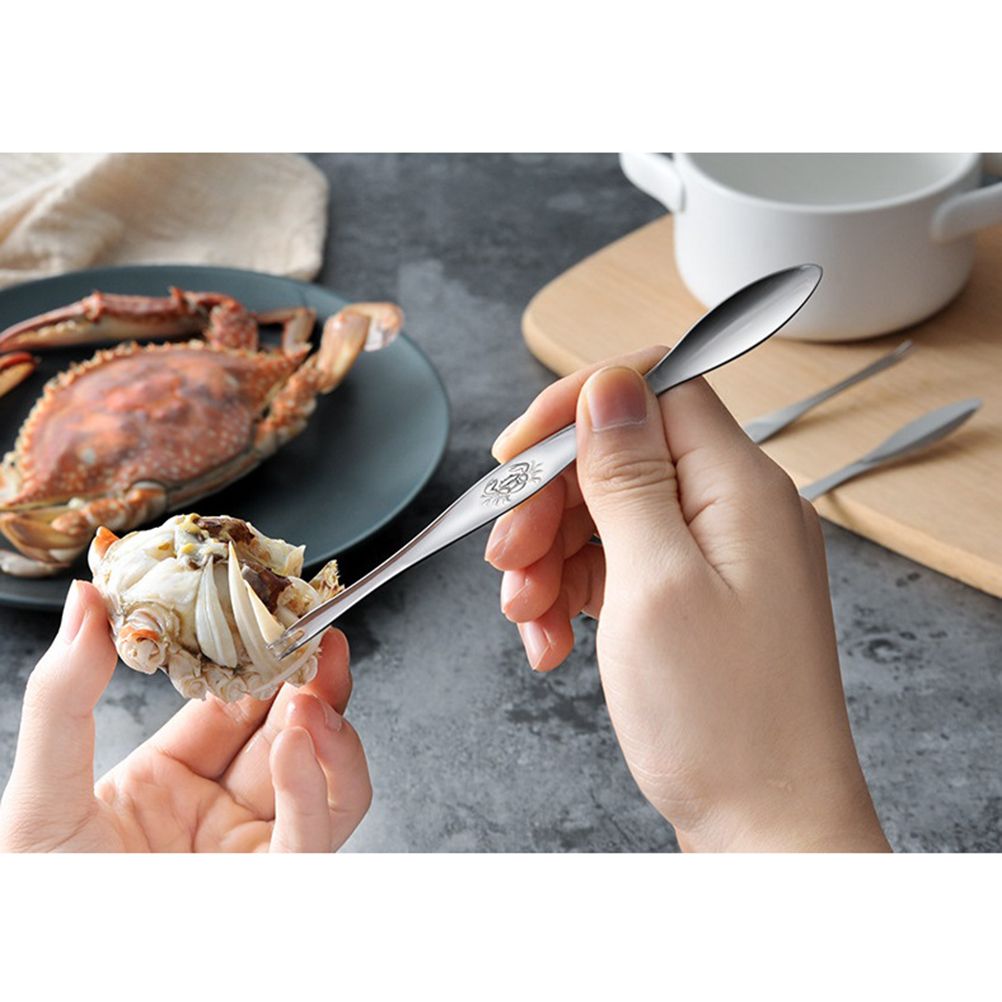 Stainless Steel Seafood Tools Crab Fork Spoon Crab Needle Multipurpose Meat Spoon view 5