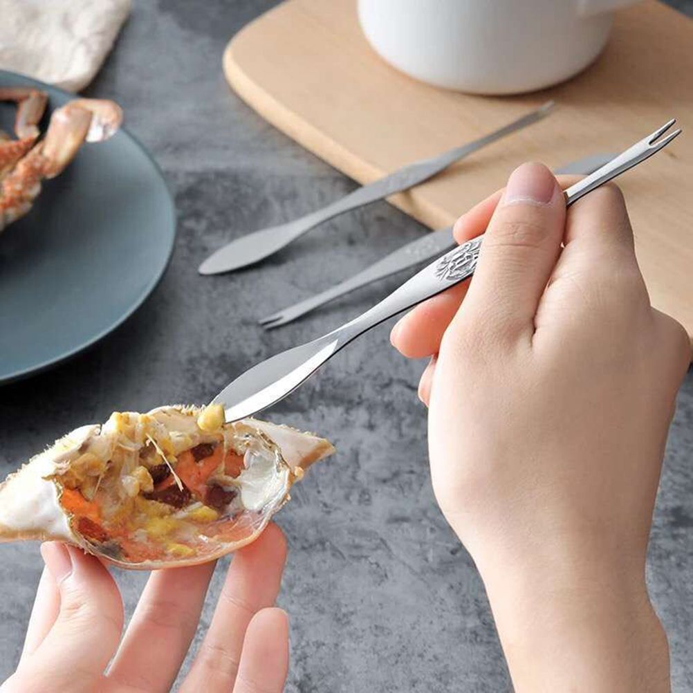 Stainless Steel Seafood Tools Crab Fork Spoon Crab Needle Multipurpose Meat Spoon view 6