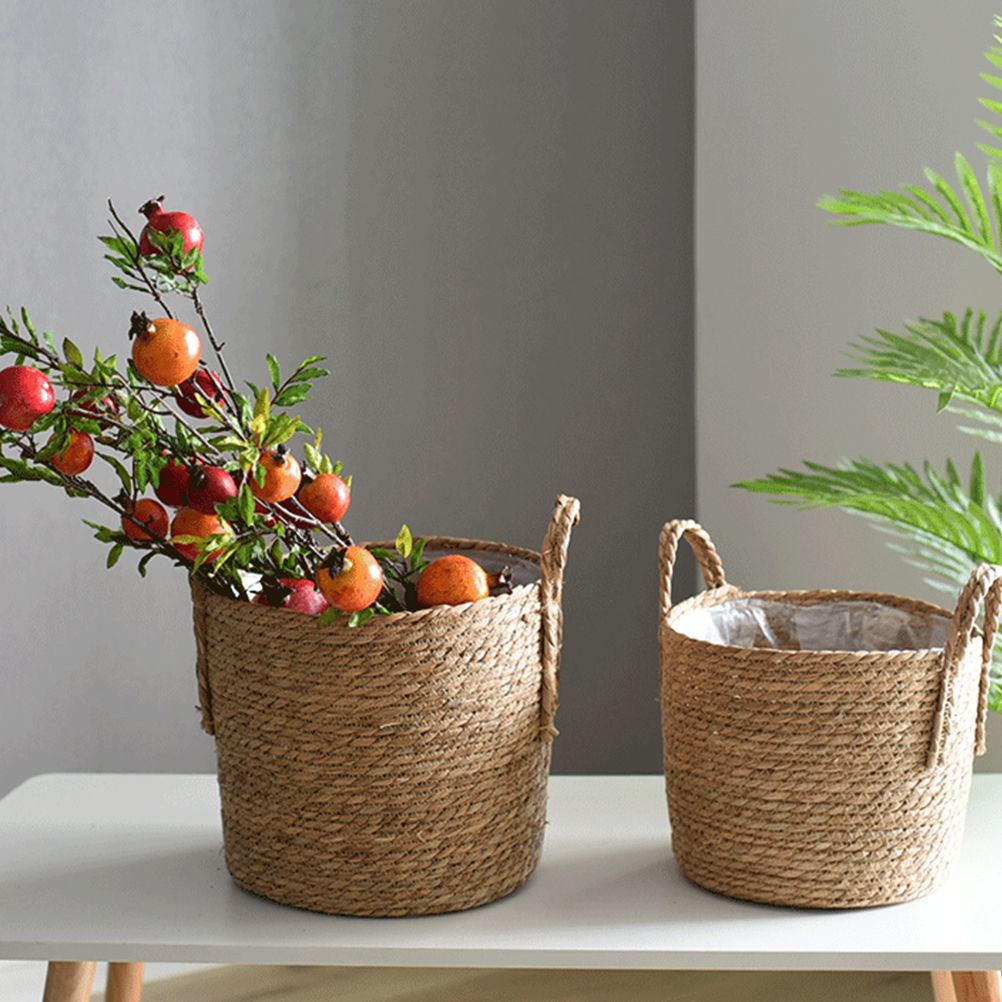 Flower Pots Seagrass Plant Basket with Handle Indoor Woven Flower Pot Toy view 6