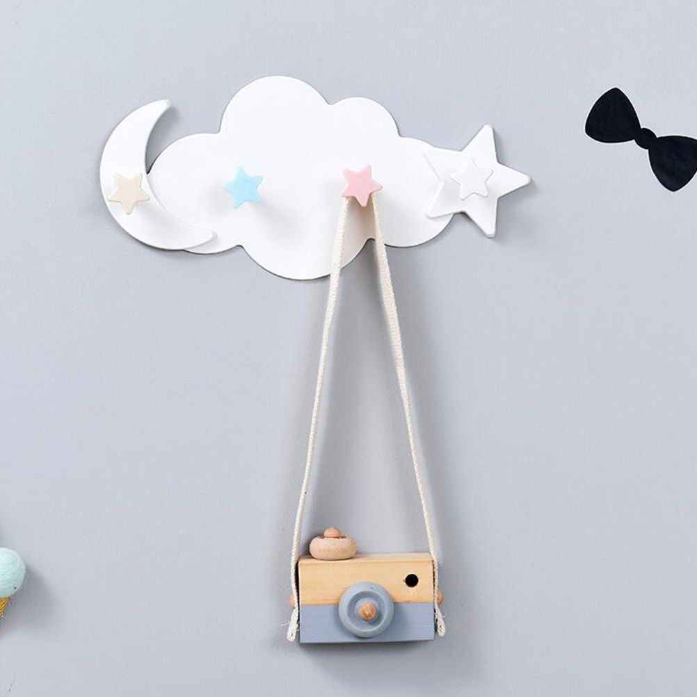Cloud Moon Star Wall Mounted Hooks DIY Hanger Wall Decoration Children's Room view 4