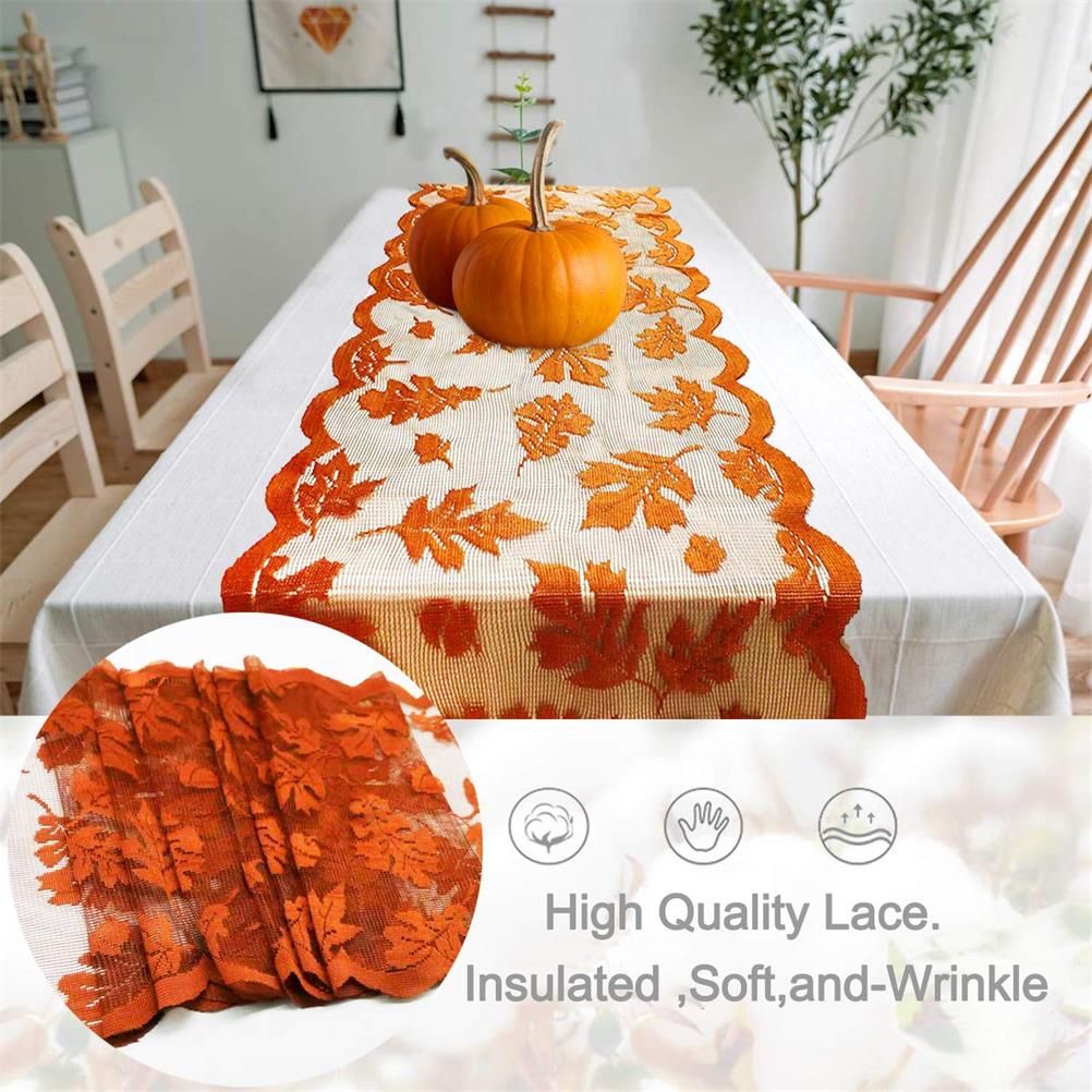 Maple Leaf Lace Table Runner Autumn Tablecloth Table Decoration for