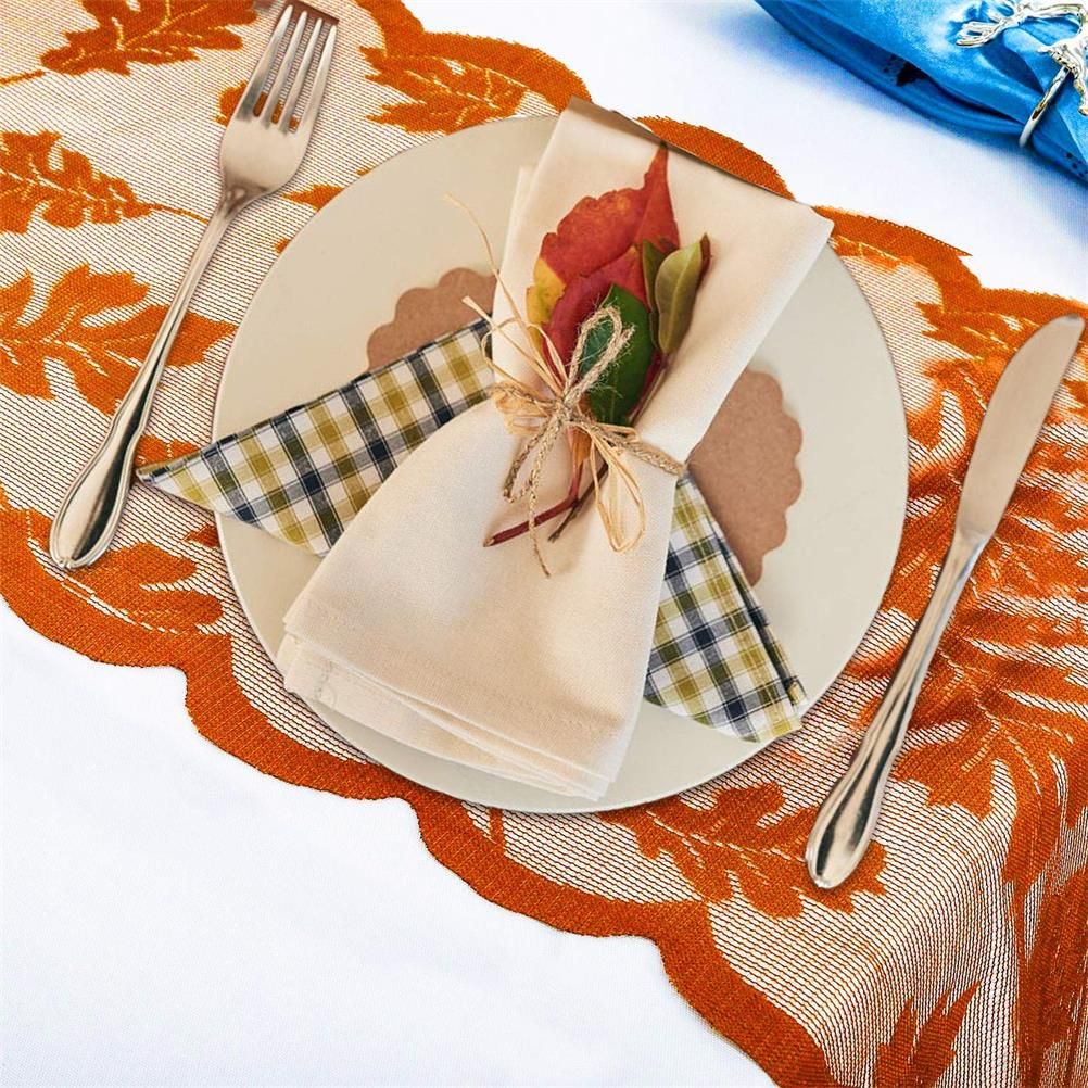 Maple Leaf Lace Table Runner Autumn Tablecloth Table Decoration for view 4
