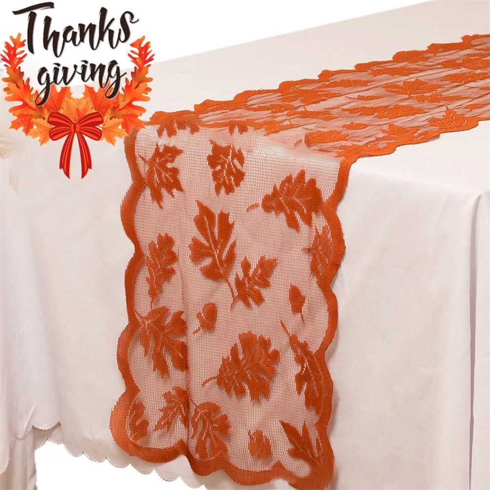 Maple Leaf Lace Table Runner Autumn Tablecloth Table Decoration for view 5
