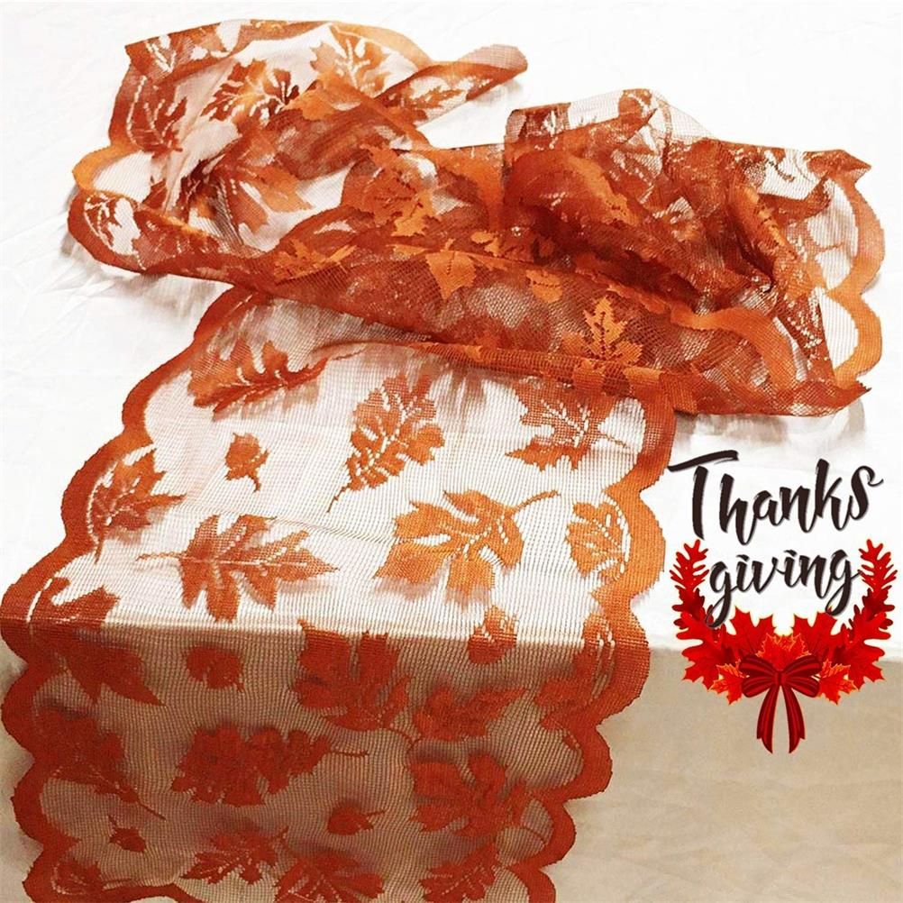 Maple Leaf Lace Table Runner Autumn Tablecloth Table Decoration for view 6