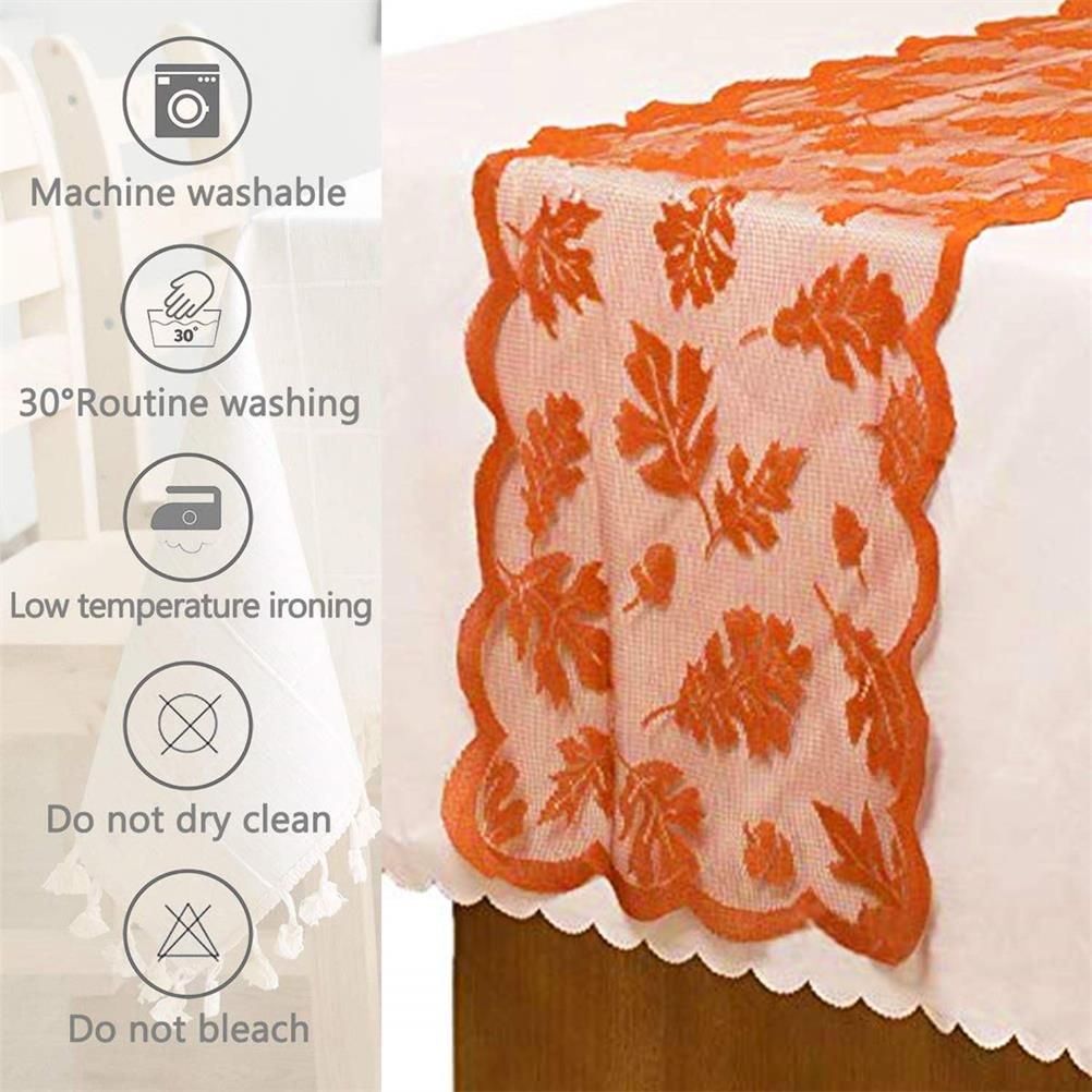 Maple Leaf Lace Table Runner Autumn Tablecloth Table Decoration for view 7