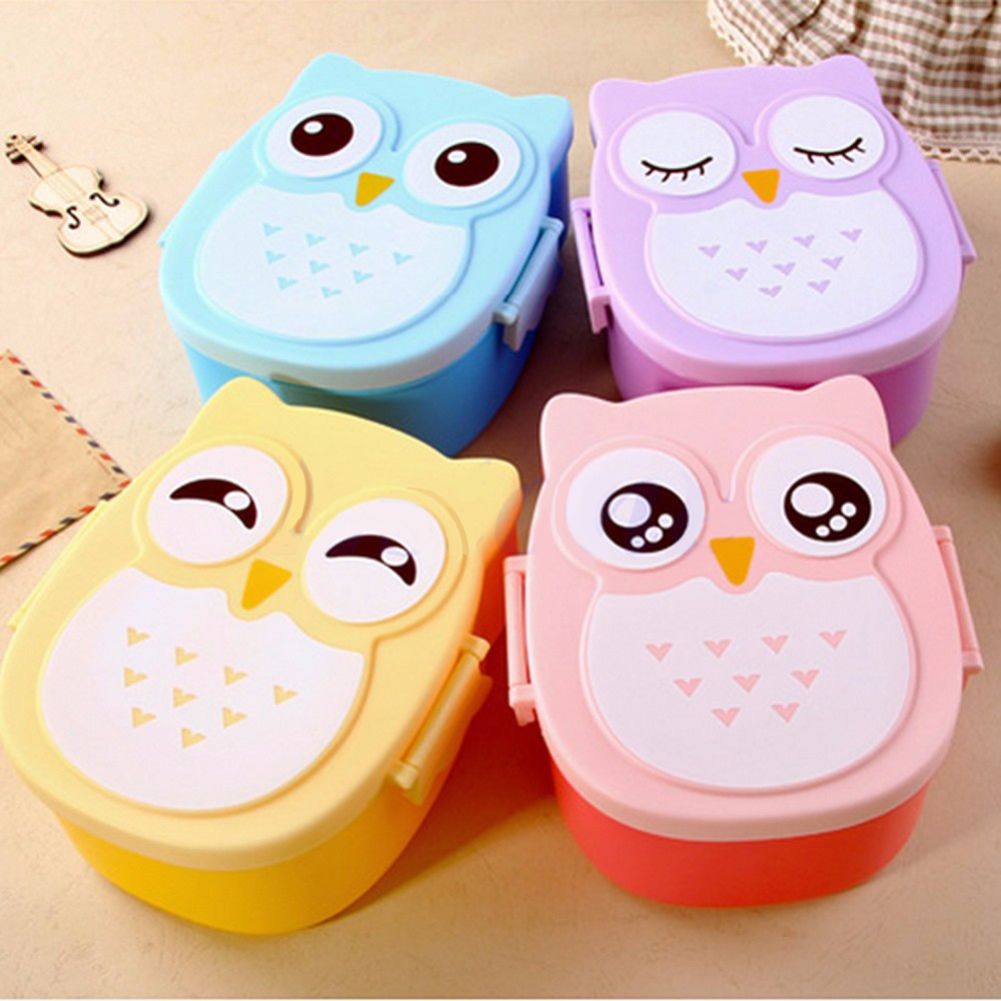 Cute Owl Students Lunch Box Portable Kids Bento Box Food Container Camping view 3
