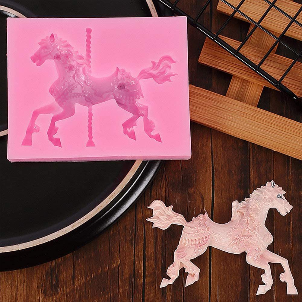 Silicone Mold 3D Carousel Horse Chocolate Mold Non Stick Fondant Mold for view 3