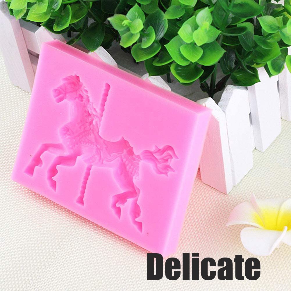 Silicone Mold 3D Carousel Horse Chocolate Mold Non Stick Fondant Mold for view 4