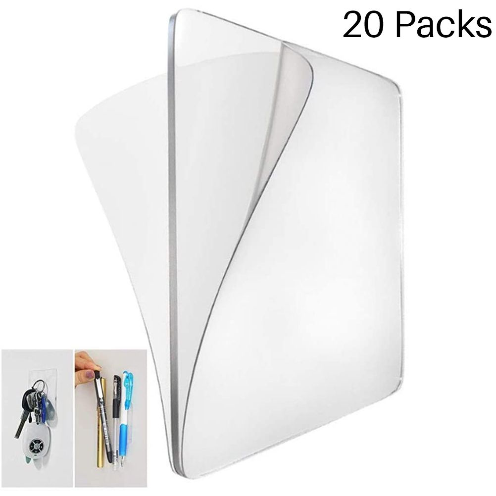 20 pcs Wall Clear Sticky Gel Pads Key Holder Double Side Cell Phone Pads Car
