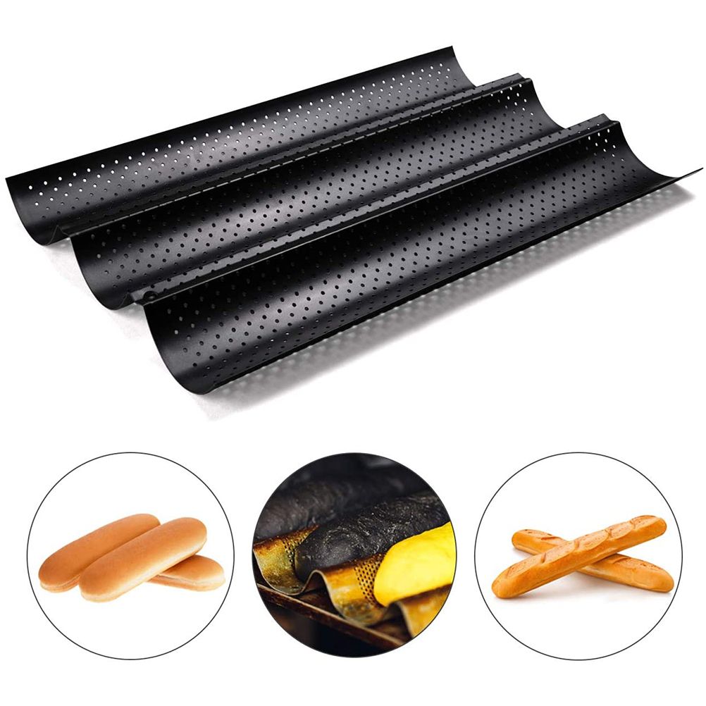 3 Loaf Baguette Pan French Bread Baking Pan Nonstick Bake Mold Toast Cooking