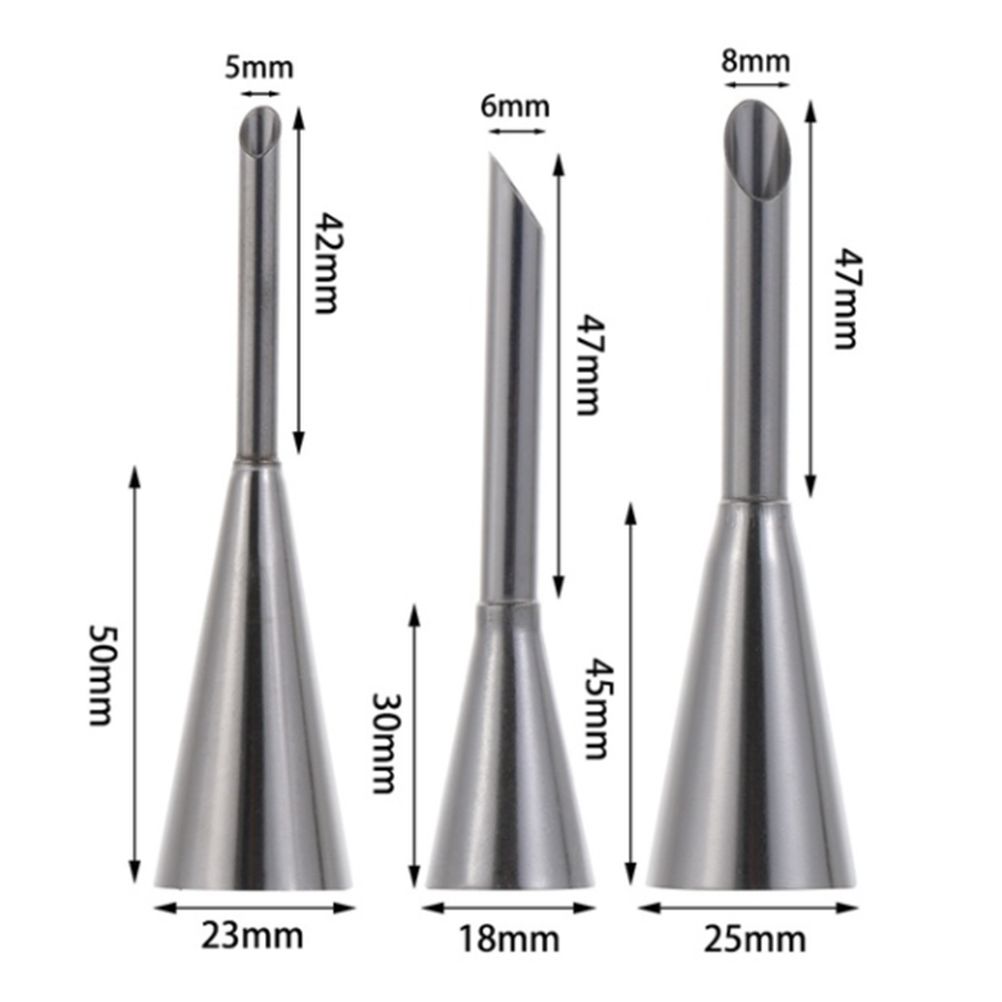 3PCS/Set Stainless Steel Cream Puff Nozzles Pastry Tips Piping Nozzles Cupcake view 3