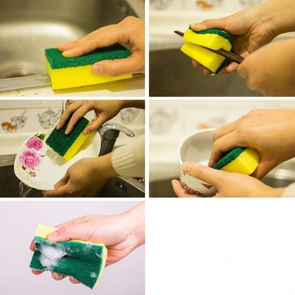 10Pcs Non Scratch Scrub Sponge Super Absorbent Multi Use Cleaning Sponges for view 4