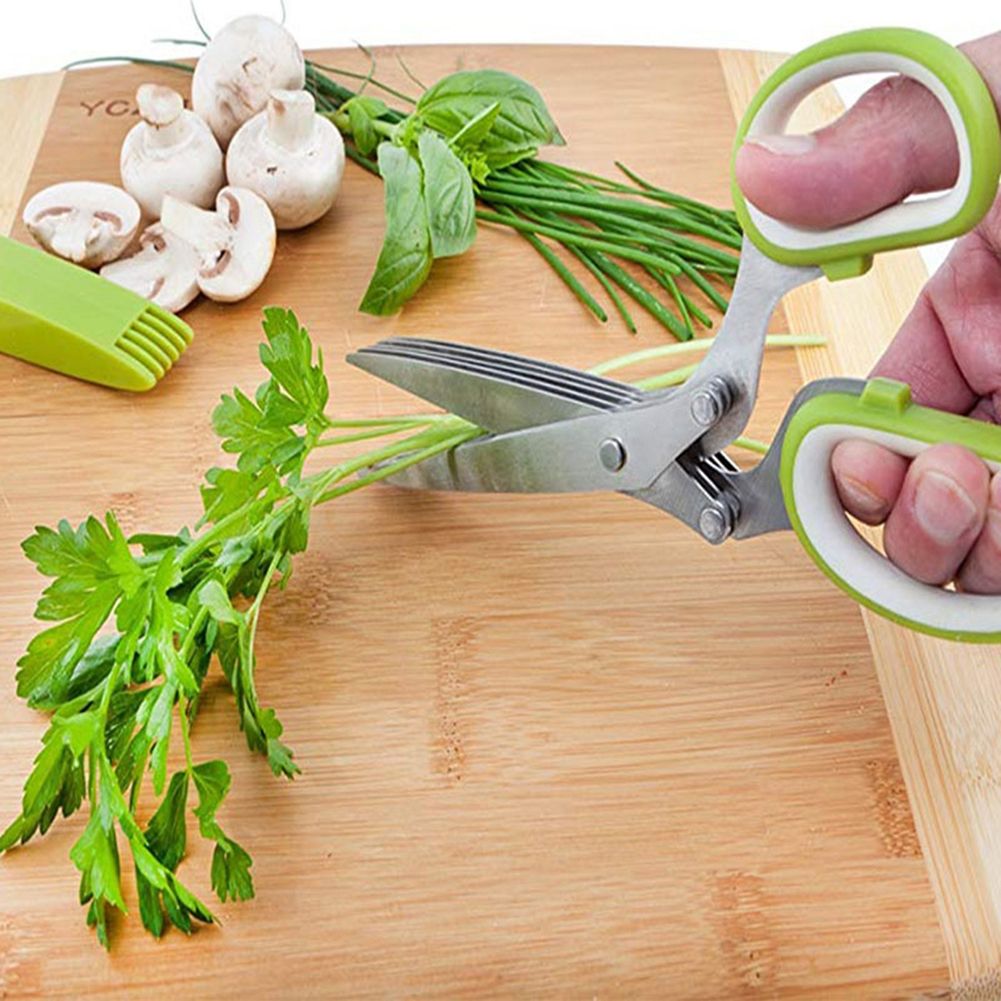 Herb Scissors with 5 Blades Kitchen Gadgets Cutter Chopper and Mincer view 3