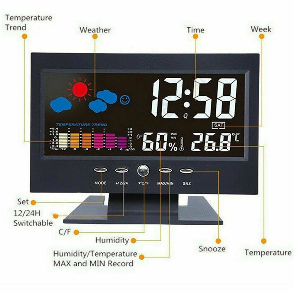 Intelligent Digital Display Weather Clock Wireless Temperature Humidity Meter view 8