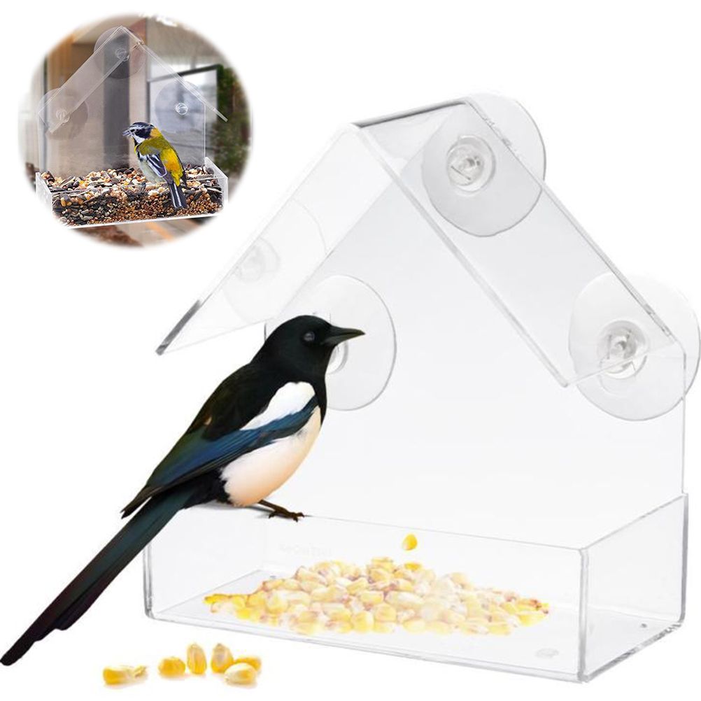 Clear Glass Window Bird Feeding Window Bird Feeders Clear Acrylic Glass Window view 2