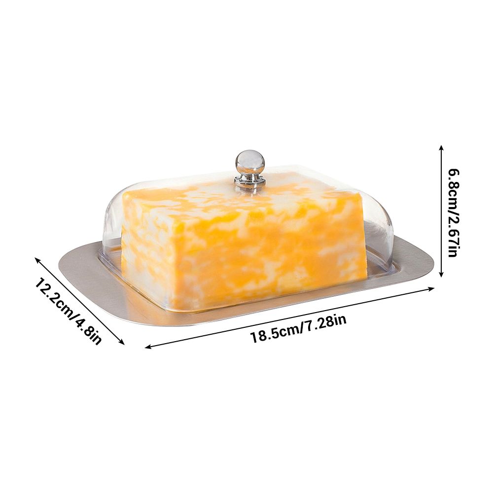 Butter Dish Stainless Steel Food Storage Dish with Transparent Sealing Lid view 2
