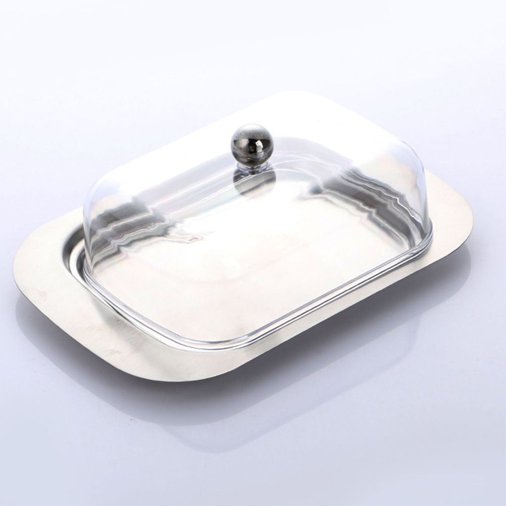 Butter Dish Stainless Steel Food Storage Dish with Transparent Sealing Lid view 5