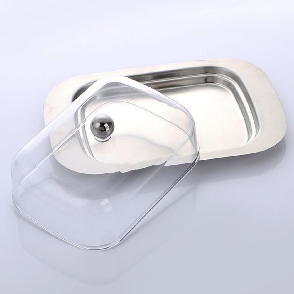 Butter Dish Stainless Steel Food Storage Dish with Transparent Sealing Lid view 7
