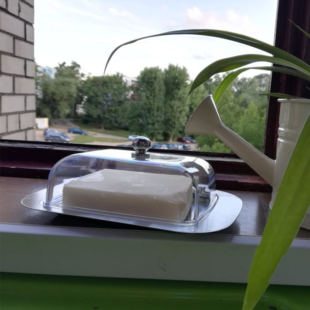 Butter Dish Stainless Steel Food Storage Dish with Transparent Sealing Lid view 9