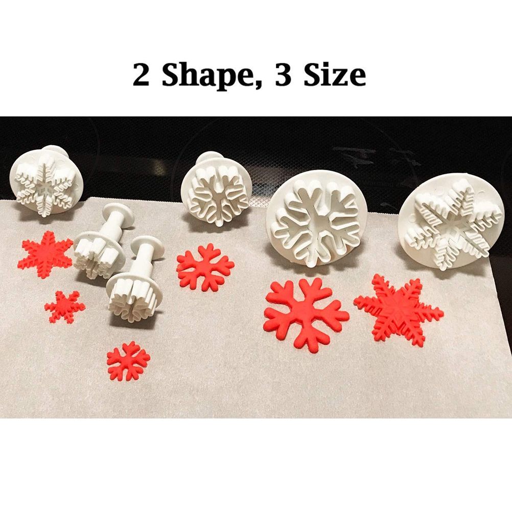 6pcs/set Food Grade Plastic Snowflake Fondant Cake Plunger Cutters Molds DIY view 4