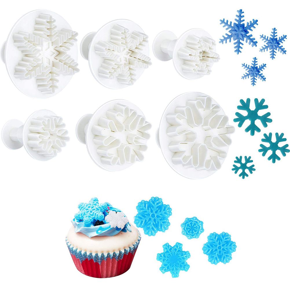 6pcs/set Food Grade Plastic Snowflake Fondant Cake Plunger Cutters Molds DIY view 7