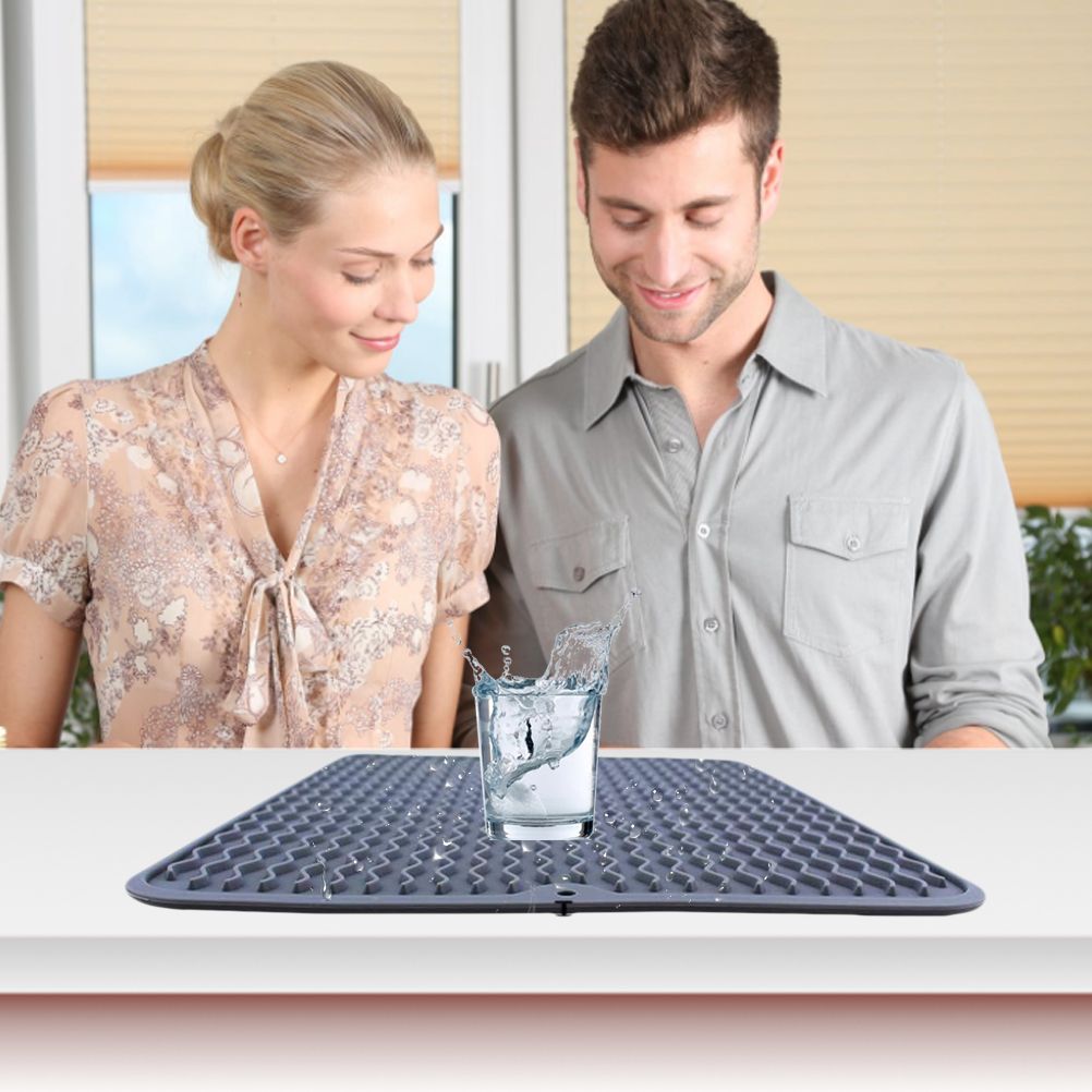 Silicone Dish Drying Mat Kitchen Drainer Dish Draining Mat Sink Mat Large Dish view 7
