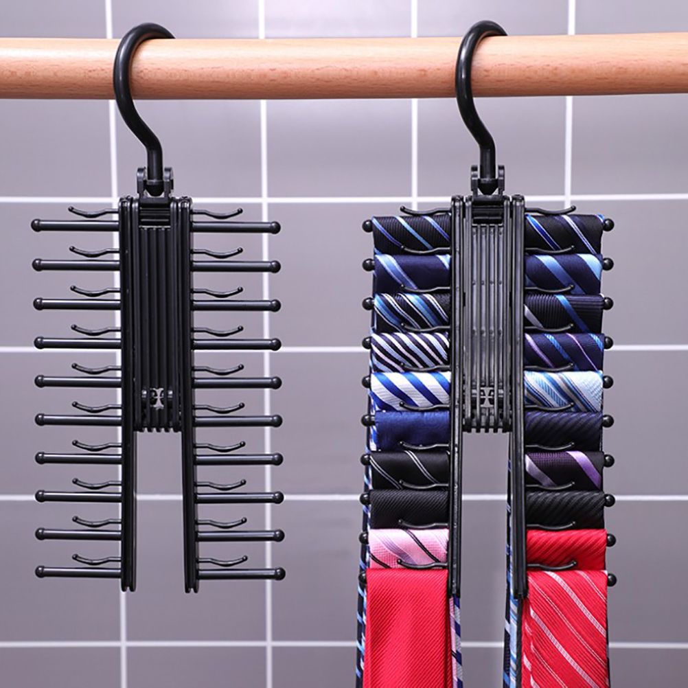 20 Rows Multifunction Tie Rack with Non Slip Clips 360 Degree Rotation Tie Rack view 5