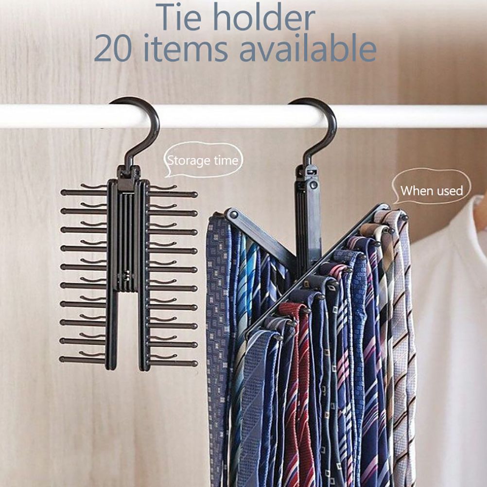 20 Rows Multifunction Tie Rack with Non Slip Clips 360 Degree Rotation Tie Rack view 6